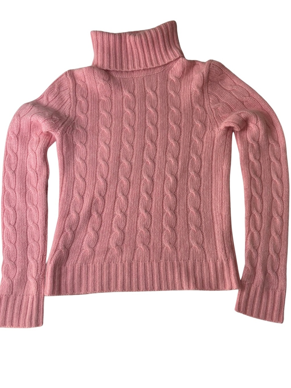 J.Crew Pink Cable Knit Turtleneck Wool Angora Cashmere Sweater Small Y2K